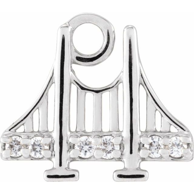 14K White Petite Pavé® .025 CTW Natural Diamond Golden Gate Bridge Dangle