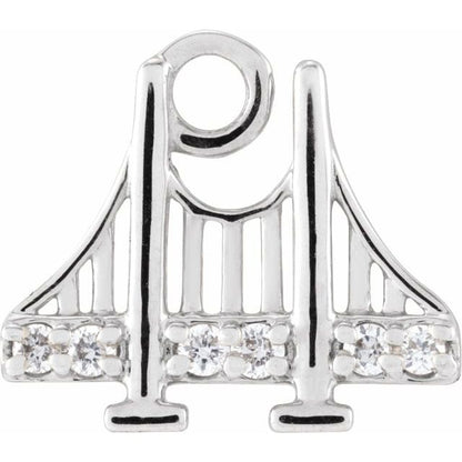 14K White Petite Pavé® .025 CTW Natural Diamond Golden Gate Bridge Dangle