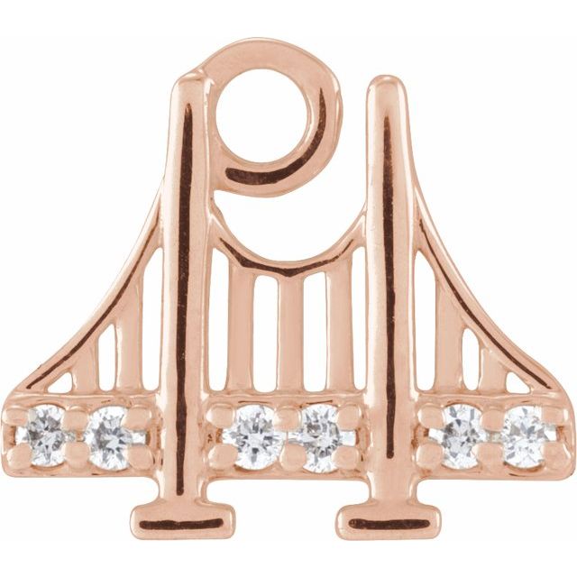 14K Rose Petite Pavé® .025 CTW Natural Diamond Golden Gate Bridge Dangle