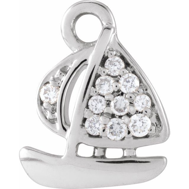 Petite Pavé® .03 CTW Natural Diamond Sailboat Dangle