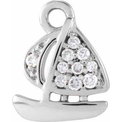 Petite Pavé® .03 CTW Natural Diamond Sailboat Dangle