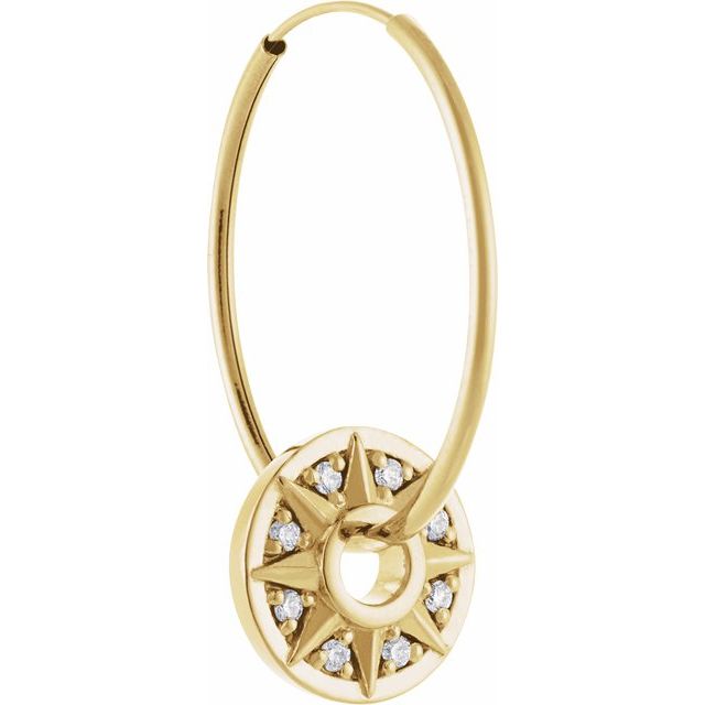 14K White Gold .05 CTW Natural Diamond Star Hoop Dangle