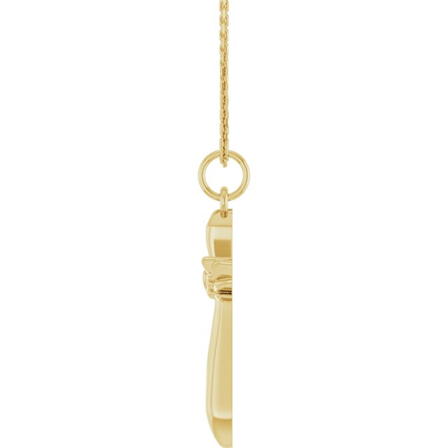 14K Yellow Gold Angel Wings Heart Cross 18" Necklace