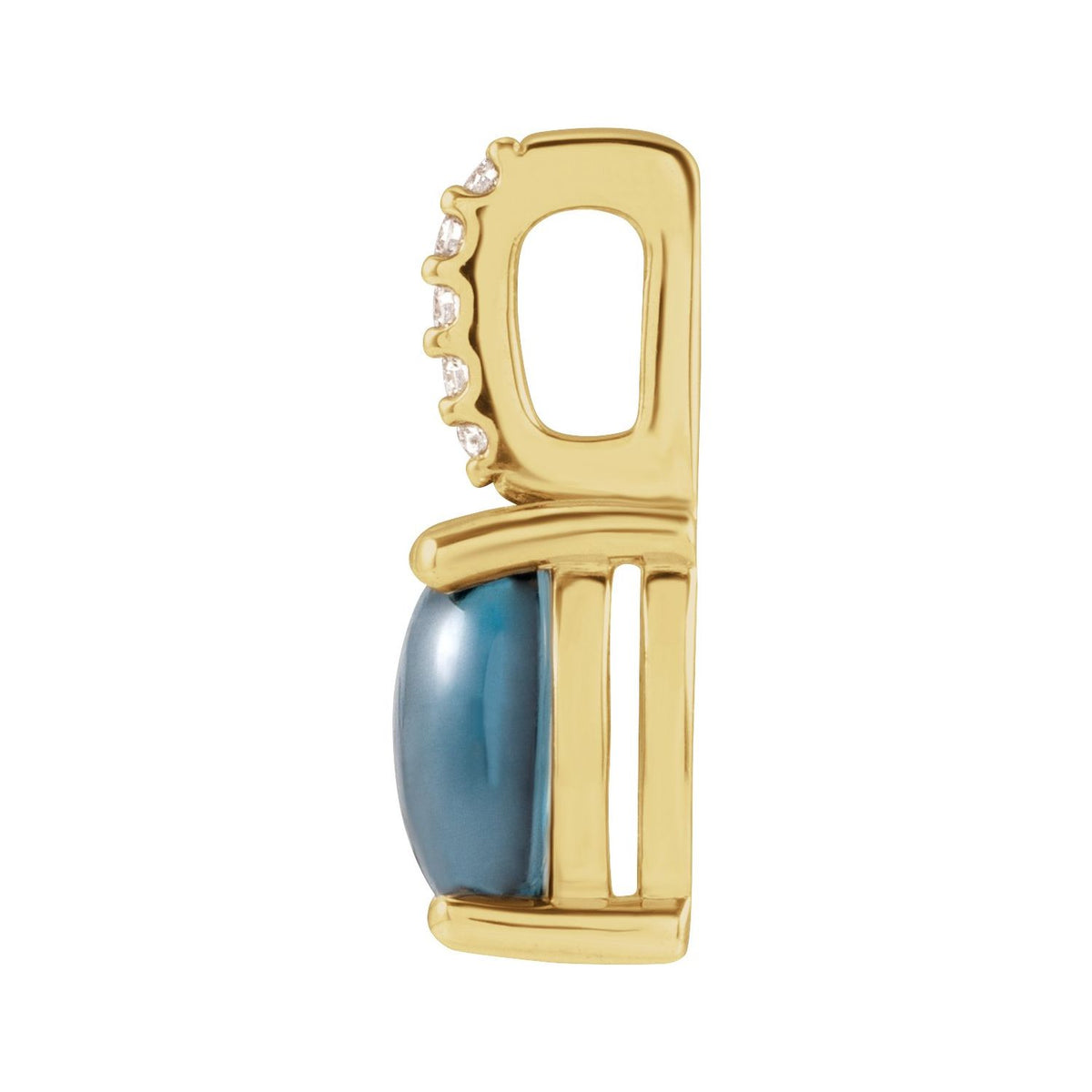 14K Yellow Gold 7x5 mm Natural London Blue Topaz & .02 CTW Natural Diamond Charm/Pendant