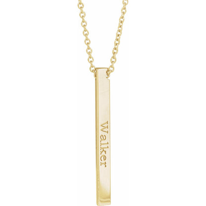Engravable Three-Sided Bar 16-18" Necklace