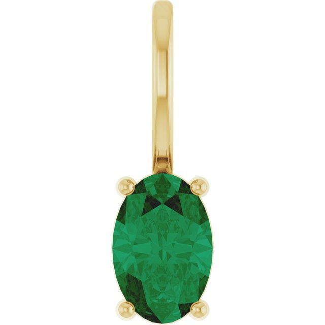 14K Yellow Gold 6x4 mm Natural Emerald Charm/Pendant