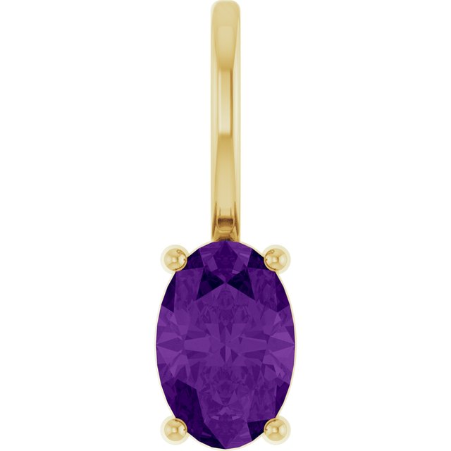 14K Yellow Gold 6x4 mm Natural Amethyst Charm/Pendant