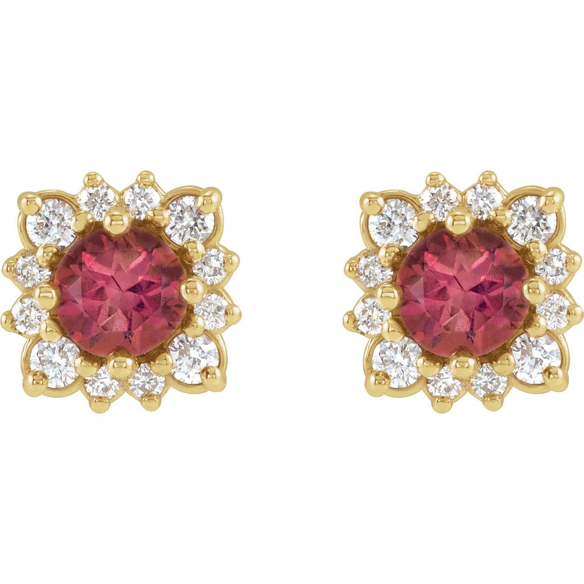 14K Yellow Gold Natural Citrine & 1/5 CTW Natural Diamond Halo-Style Earrings