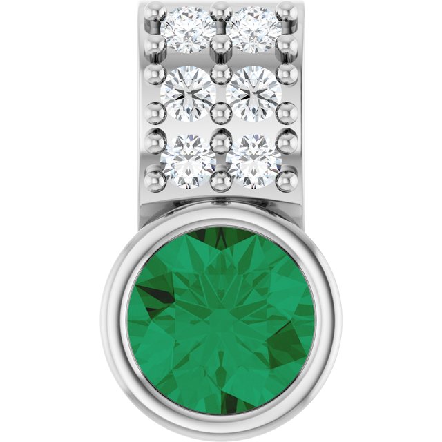 Natural Emerald & .04 CTW Natural Diamond Pendant