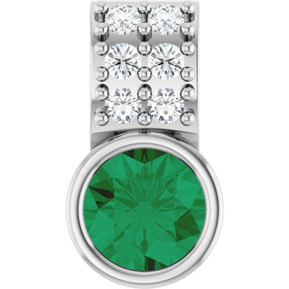 Natural Emerald & .04 CTW Natural Diamond Pendant