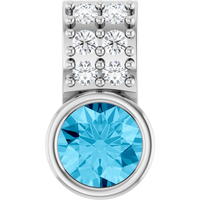 Natural Aquamarine & .04 CTW Natural Diamond Pendant