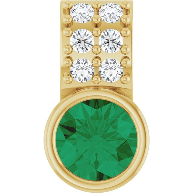 Lab-Grown Emerald & .04 CTW Natural Diamond Pendant