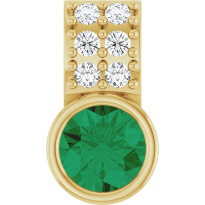 Lab-Grown Emerald & .04 CTW Natural Diamond Pendant