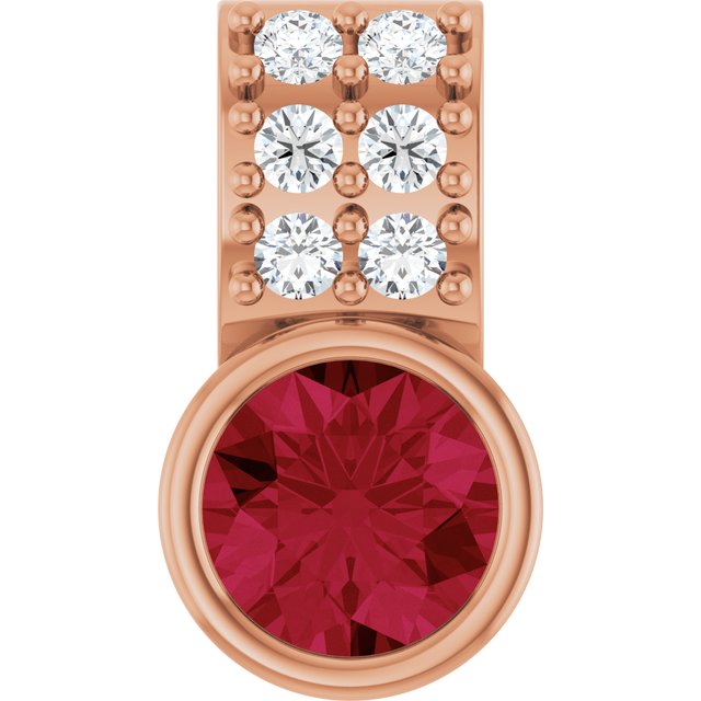 Lab-Grown Ruby & .04 CTW Natural Diamond Pendant