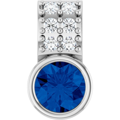 Natural Blue Sapphire & .04 CTW Natural Diamond Pendant