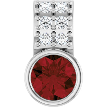 Natural Mozambique Garnet & .04 CTW Natural Diamond Pendant