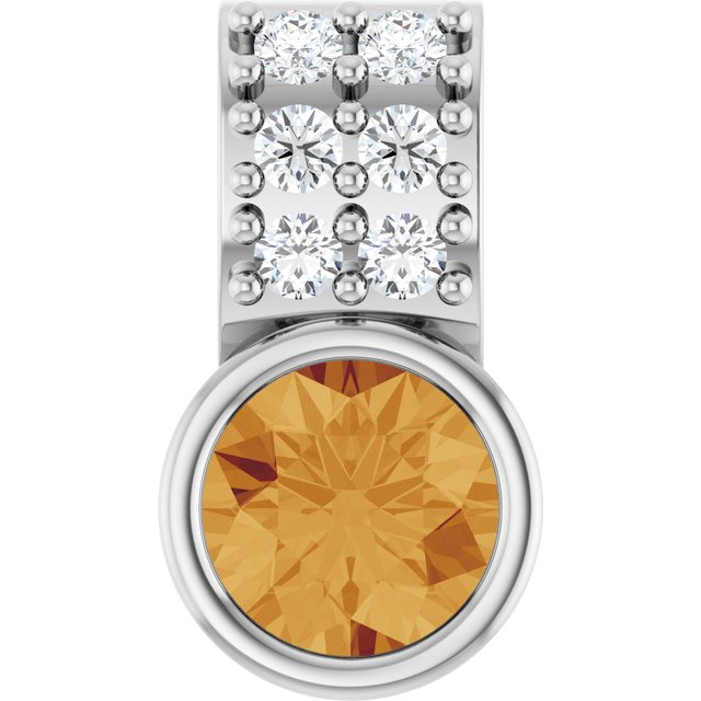 Natural Citrine & .04 CTW Natural Diamond Pendant