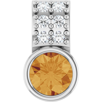 Natural Citrine & .04 CTW Natural Diamond Pendant