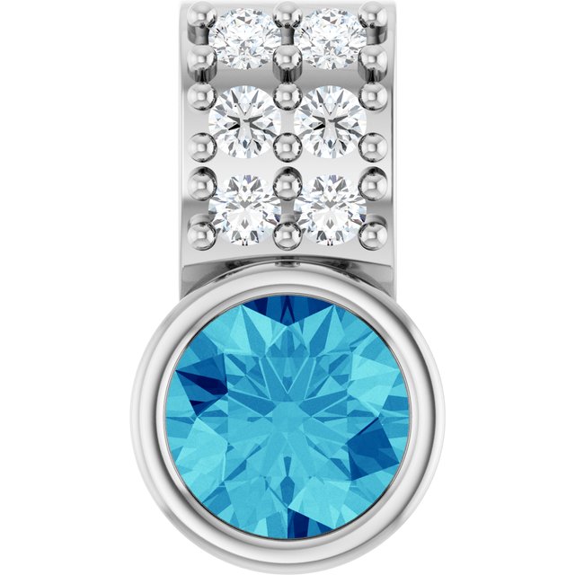 Natural Blue Zircon & .04 CTW Natural Diamond Pendant