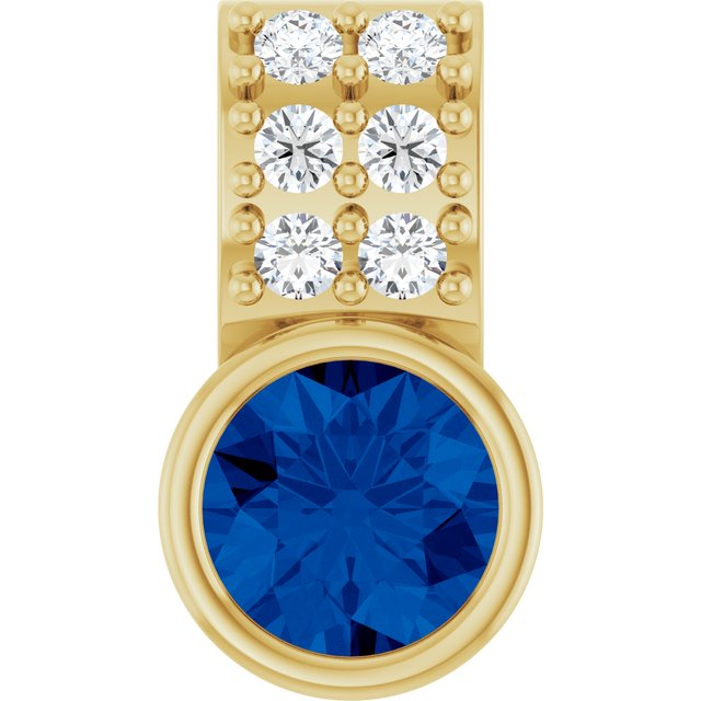 Lab-Grown Blue Sapphire & .04 CTW Natural Diamond Pendant