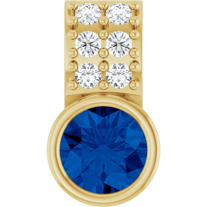 Lab-Grown Blue Sapphire & .04 CTW Natural Diamond Pendant