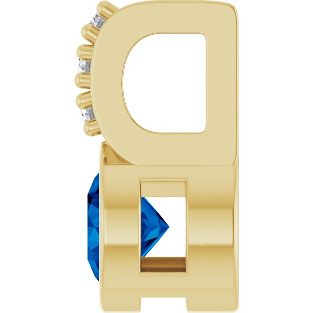 Lab-Grown Blue Sapphire & .04 CTW Natural Diamond Pendant