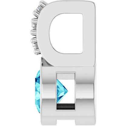Natural Blue Zircon & .04 CTW Natural Diamond Pendant