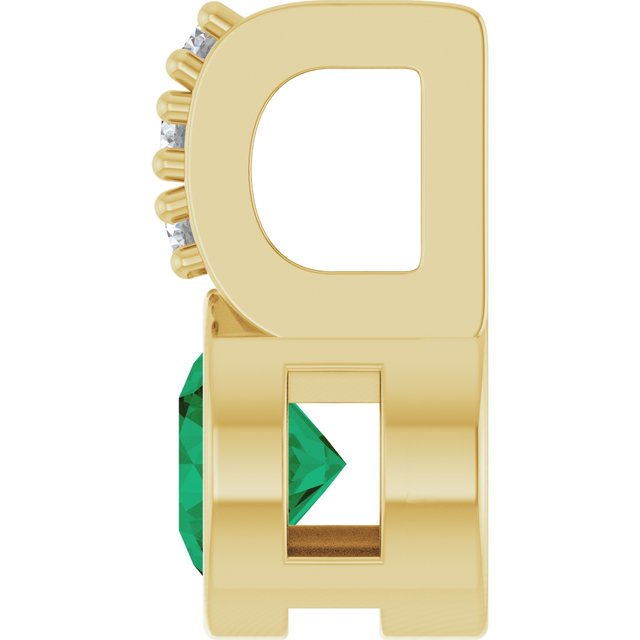 Lab-Grown Emerald & .04 CTW Natural Diamond Pendant
