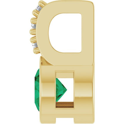 Lab-Grown Emerald & .04 CTW Natural Diamond Pendant