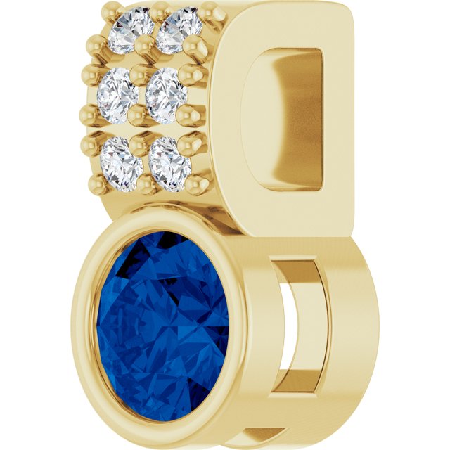 Lab-Grown Blue Sapphire & .04 CTW Natural Diamond Pendant