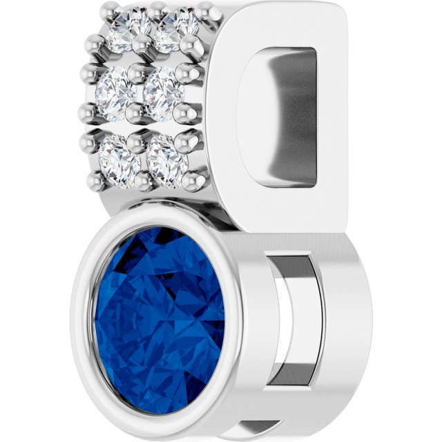 Natural Blue Sapphire & .04 CTW Natural Diamond Pendant
