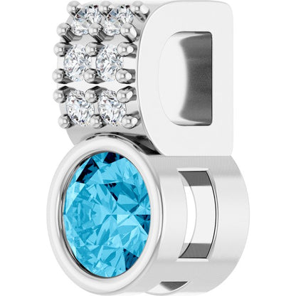 Natural Aquamarine & .04 CTW Natural Diamond Pendant