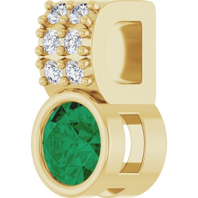 Lab-Grown Emerald & .04 CTW Natural Diamond Pendant