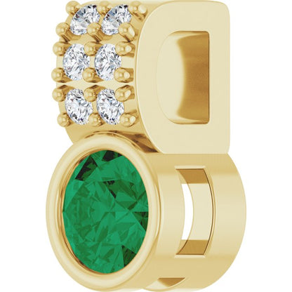 Lab-Grown Emerald & .04 CTW Natural Diamond Pendant