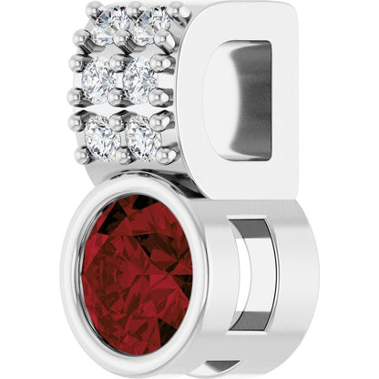 Natural Mozambique Garnet & .04 CTW Natural Diamond Pendant