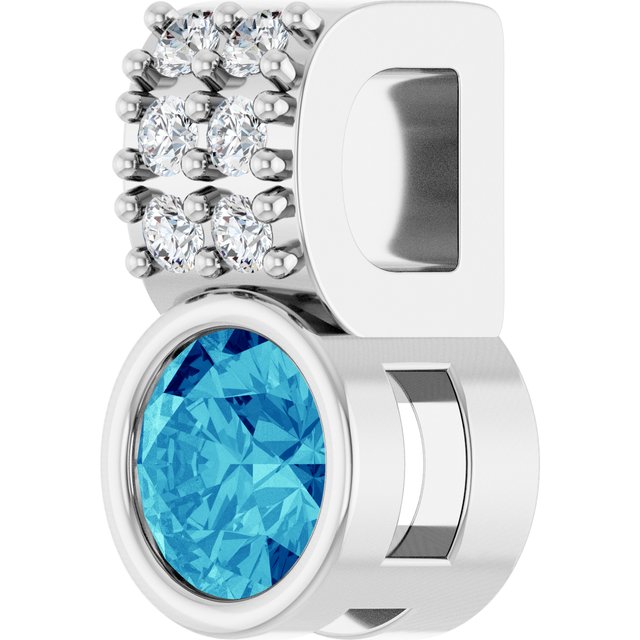 Natural Blue Zircon & .04 CTW Natural Diamond Pendant