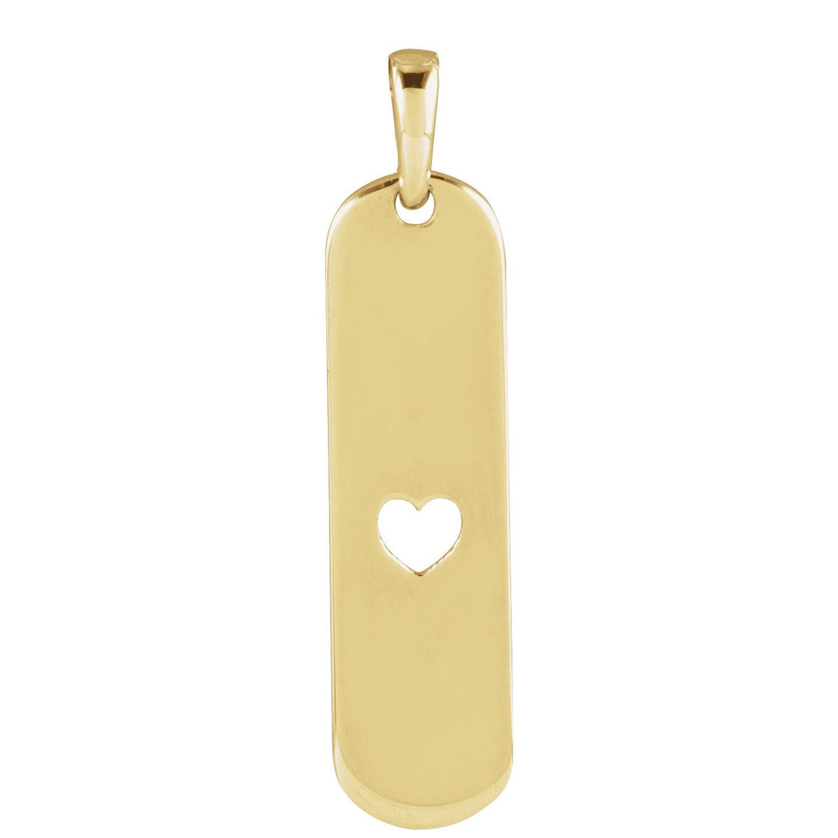 14K Yellow Gold Engravable Heart Bar Pendant