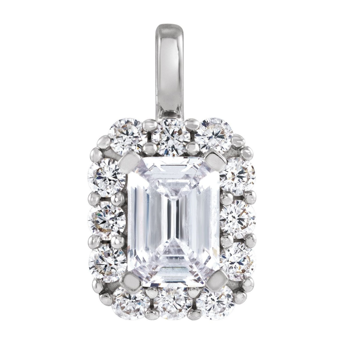 1 1/2 CTW Lab-Grown Diamond Halo-Style Pendant, 10.76 x 9.08 mm