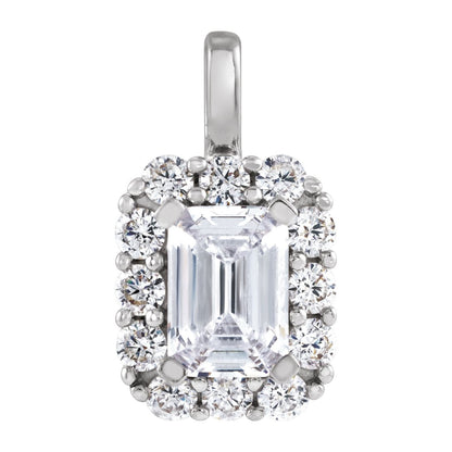1 1/2 CTW Lab-Grown Diamond Halo-Style Pendant, 10.76 x 9.08 mm