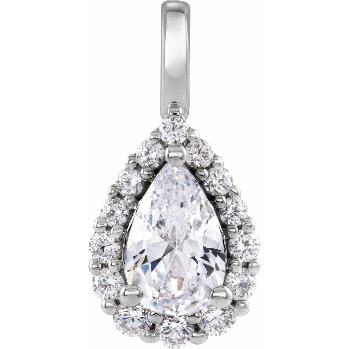 1 1/2 CTW Lab-Grown Diamond Halo-Style Pendant, 17.75 x 8.72 mm