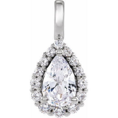 1 1/2 CTW Lab-Grown Diamond Halo-Style Pendant, 17.75 x 8.72 mm