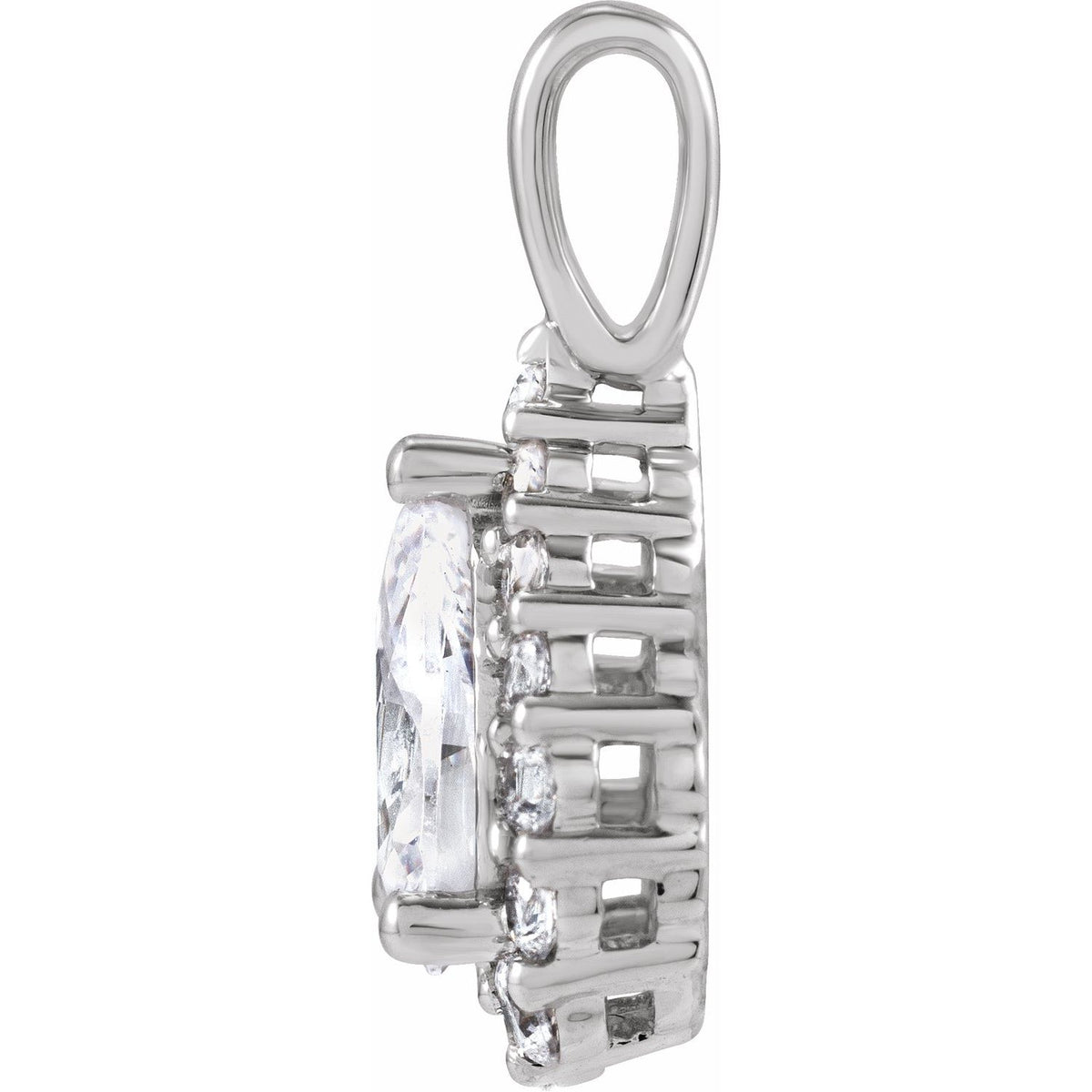 1 1/2 CTW Lab-Grown Diamond Halo-Style Pendant, 17.75 x 8.72 mm