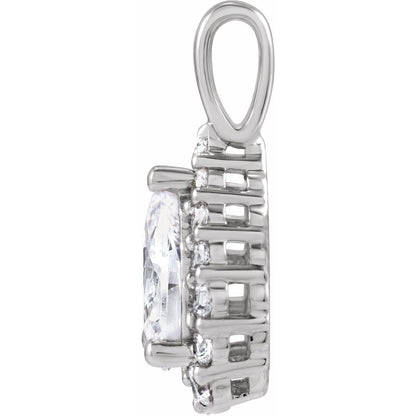1 1/2 CTW Lab-Grown Diamond Halo-Style Pendant, 17.75 x 8.72 mm