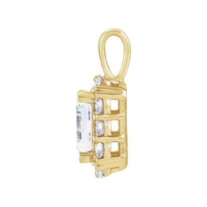1 1/2 CTW Lab-Grown Diamond Halo-Style Pendant, 10.76 x 9.08 mm