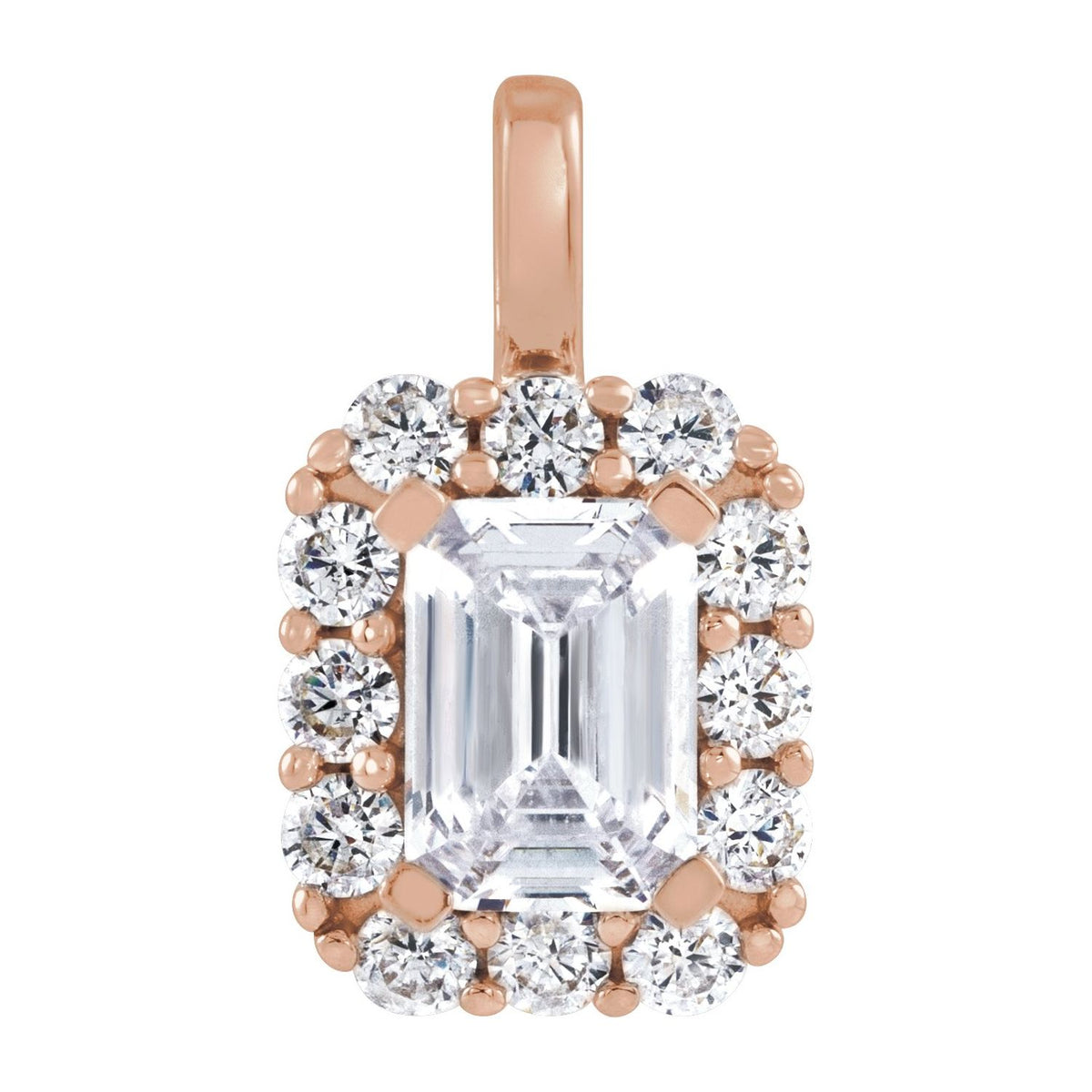 1 1/2 CTW Lab-Grown Diamond Halo-Style Pendant, 10.76 x 9.08 mm