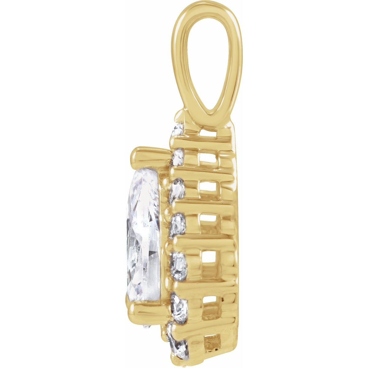 1 1/2 CTW Lab-Grown Diamond Halo-Style Pendant, 17.75 x 8.72 mm