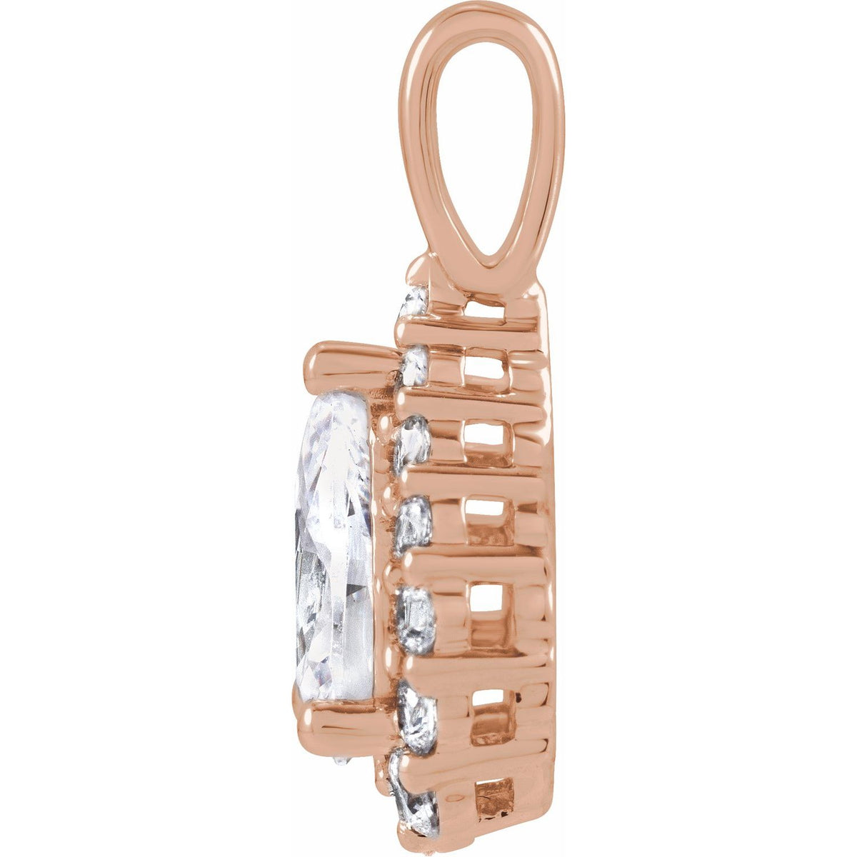 1 1/2 CTW Lab-Grown Diamond Halo-Style Pendant, 17.75 x 8.72 mm
