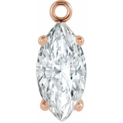 1/2 CT Natural Diamond 4-Prong Dangle, 4.2 mm x 9.2 mm