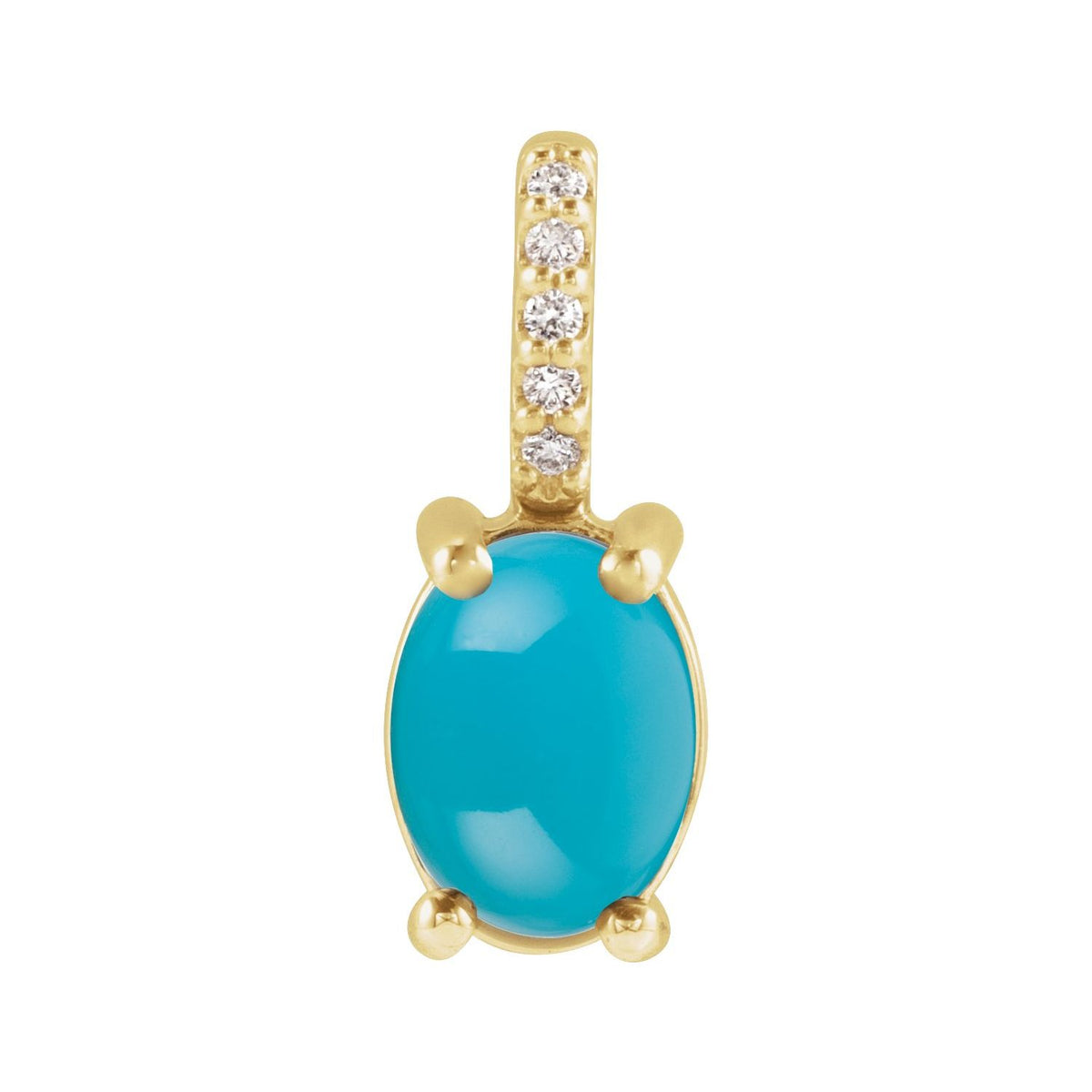14K Yellow Gold 7x5 mm Natural Turquoise & .02 CTW Natural Diamond Charm/Pendant