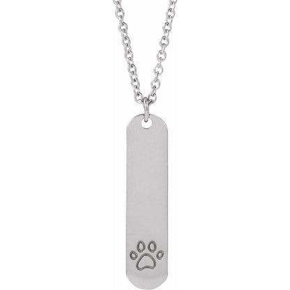 Engravable Paw Print 16-18" Necklace